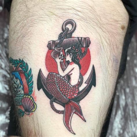 tattoos of mermaids|traditional style mermaid tattoo.